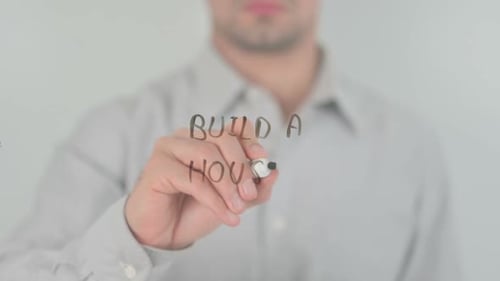 Construa uma casa, escrevendo em tela transparente