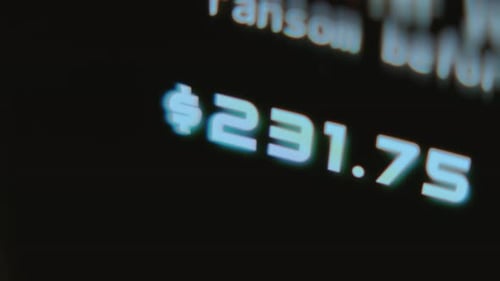 Increasing Number of Dollars on Screen Macro View