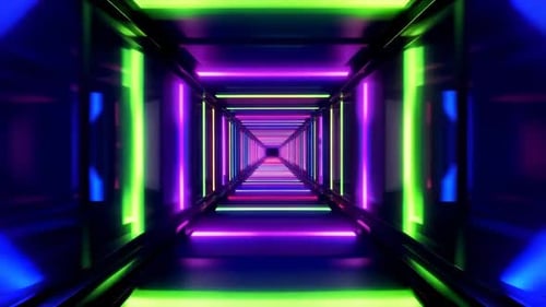 Futuristic Neon Tunnel with Color Shifting Lights