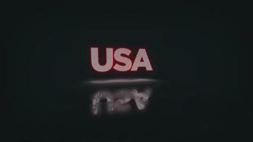 USA Glitch Reveal with Neon Effect and Reflective Surface