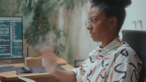 Female IT Project Manager Talking with Computer Programmer