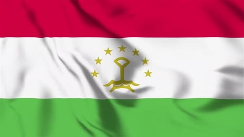 Tajikistan Flag Waving Animation with Realistic Fabric Texture