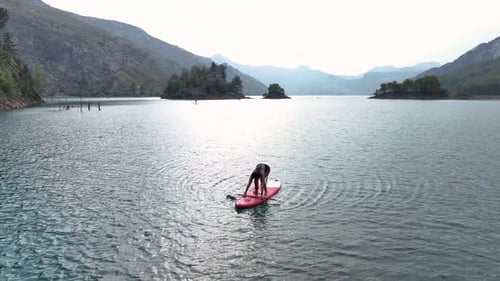 Aerial View Summer Paddleboarding in the Green Canyon People Swimming and Relaxing on the Water