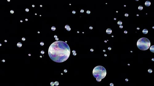 Iridescent Soap Bubbles Floating Upwards Alpha Channel Animation