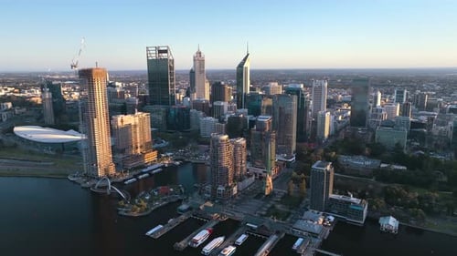 Aerial view of Perth City, Western Australia, Australia.