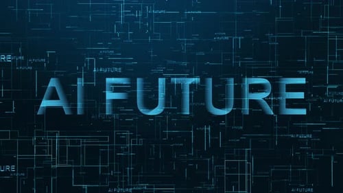 AI Future Text with Digital Circuit Technology Background