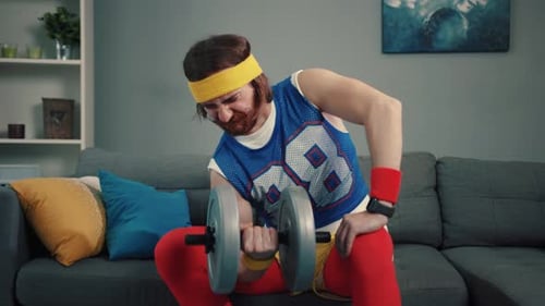 An Enthusiast of Retro Fitness Dressed in Colorful and EyeCatching Workout Apparel