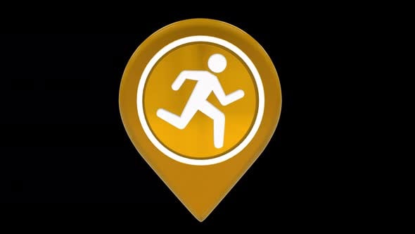 Sport Running Pin Location Icon Yellow Alpha Loop, Elements Motion ...