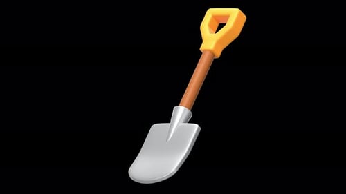 shovel 3D Animation, Alpha Channel, Transparent Background