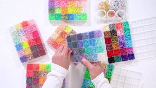 Diverse Collection of Colorful Clay Beads for Crafting