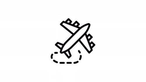 Minimal Line Art Airplane Icon Flight Path Animation