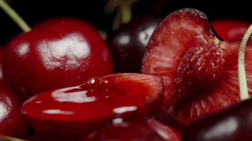 Macro Shot of Fresh, Juicy Cherries