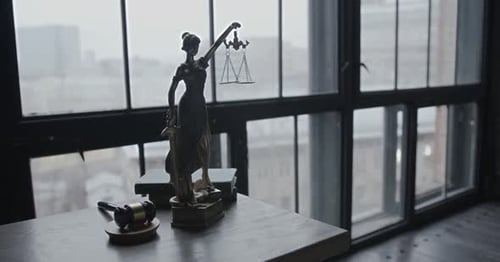 Close Up Of Wooden Gavel On Justice Desk Uhd