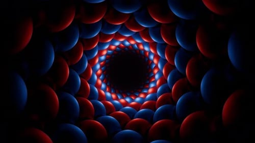 Red And Blue Spiral Balls Tunnel Background Vj Loop In 4K