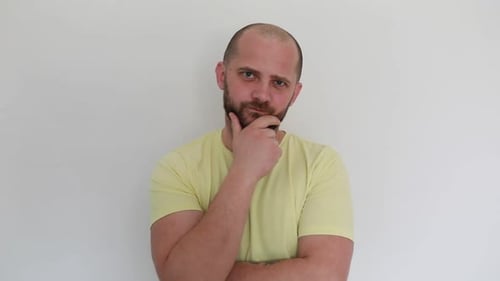 Thoughtful Man With Beard Contemplating Idea