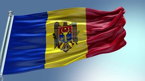 4k render Moldova Flag video waving in wind Moldova Flag Wave Loop waving in win