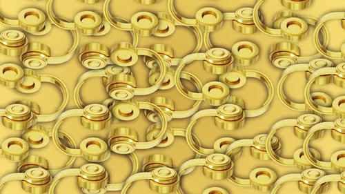 Auriculares inalámbricos con vista lateral, icono dorado, animación en bucle