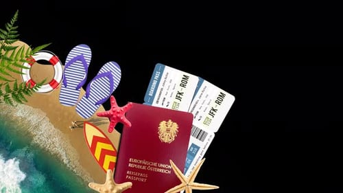 Austria Passport And Summer Vacation Banner