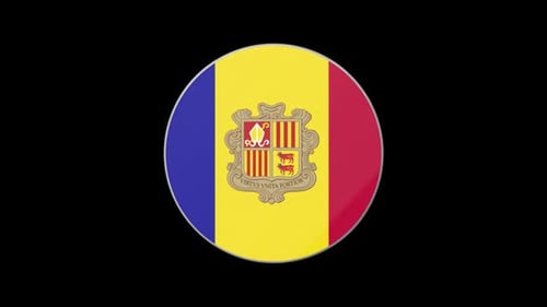 Andorra Flag Round Emblem Spinning Loop