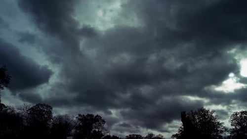 Low and heavy clouds passing in the sky on a timelapse