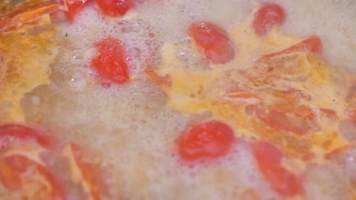Tomato Sauce is Boiling in a Pan