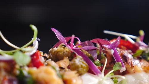 Rotating Dish with Delicious Bruschetta