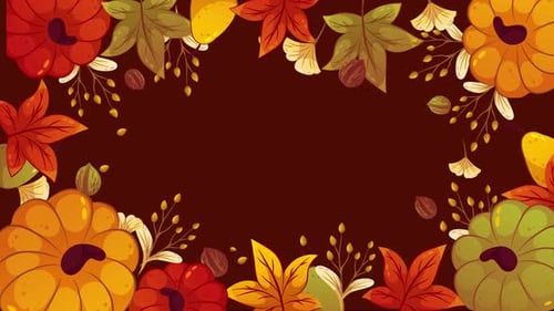 Loopable Autumn Decorative Frame with Pumpkins and Fall Leaves