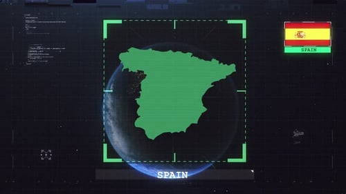 Flagge und Karte von Spanien Hud 4K