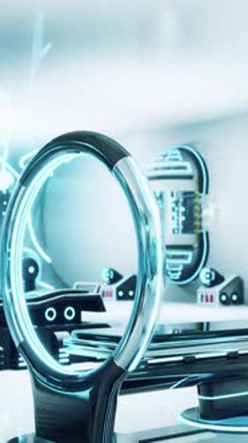 A Futuristic Laboratory Room Filled with Mirrors and Made of Plastic Glass