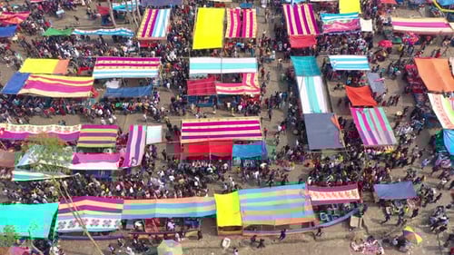 Aerial view of a market in Bogura, Bangladesh.