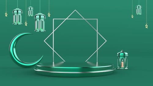 Ramadan Backdrop Green - 4K