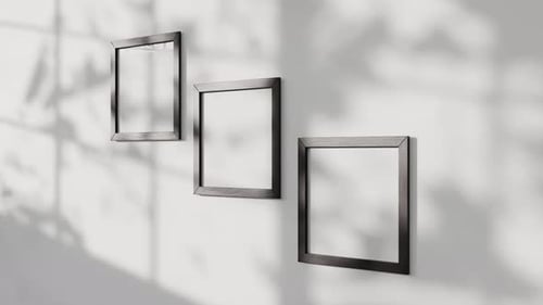 Three square frames gallery with animated shadow
