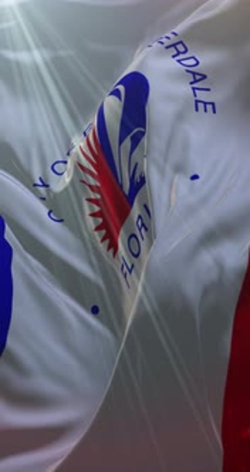 City of Fort Lauderdale Flag Waving in Wind Animation