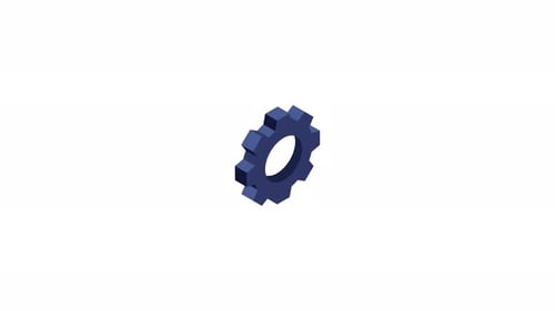 Single Blue Gear Rotating In A Seamless Loop Animation