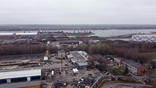 Aerial View of Bustling Cargo Shipping Port