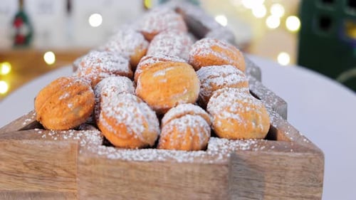 Christmas Cookies in a Tree Shaped Wooden Box