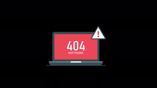 Página de erro 404 não encontrada no vídeo de animação do conceito de tela do laptop - transparente