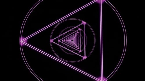 Abstract Neon Glowing Geometric Tunnel Loop Animation