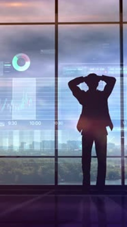 Futuristic Business Data Analytics Interface Window Overlay