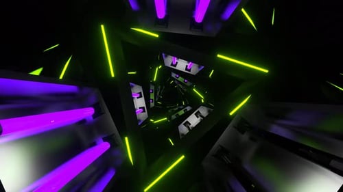 Purple And Green Neon Glowing Triangular Spiral Background Vj Loop In 4K