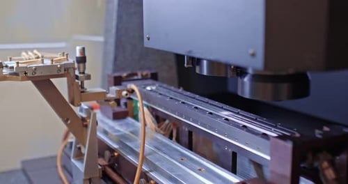 Modern Automated Robotic Equipment Checking Quality of Metal Detail in Industrial Plant Prores