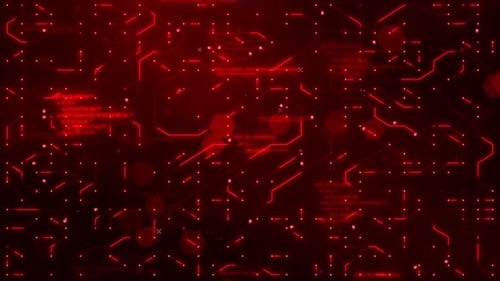Red Circuitry Matrix: Futuristic Tech Animation with Digital Lines
