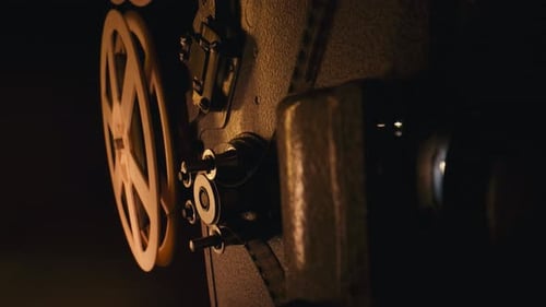 Vintage Film Projector Showing a Movie