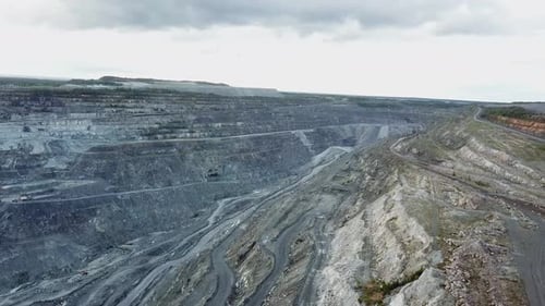 An Aerial View Capturing the Expansive and Complex Landscape of a Mining Quarry Site