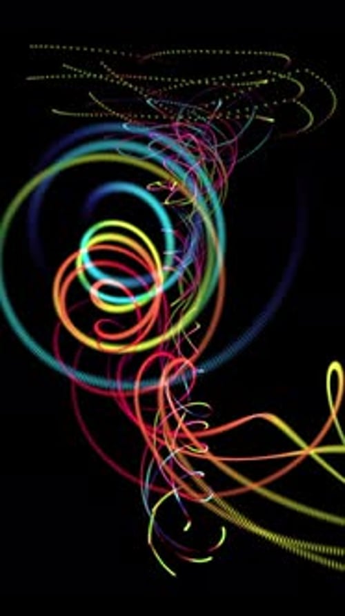Perpetual Energy - Background Loop - XI - Colourful Glowing Fractal Flow - Vertical Screen
