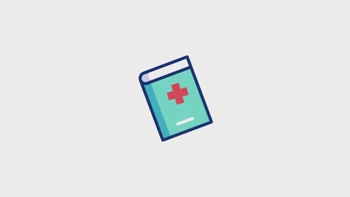 Animated Flat Design Medical Book with Pop-Up Icons
