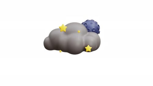 3D Animation Moon With Cloud And Stars