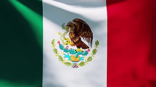 Realistic Waving Flag of Mexico with National Emblem