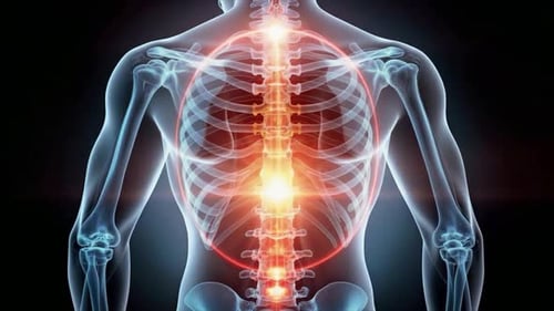 Medical Spine Pain Animation – Human Back Skeleton X Ray Thoracic Inflammation Loop