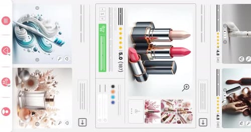 Cosmetic products website animation. E-commerce and shopping sales webpage. Makeup set for women.